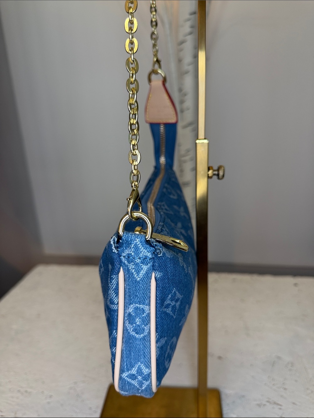 Denim LV NWOT small shoulder bag with gold  chainSize  9 x 5” approximately - Picture 7 of 9
